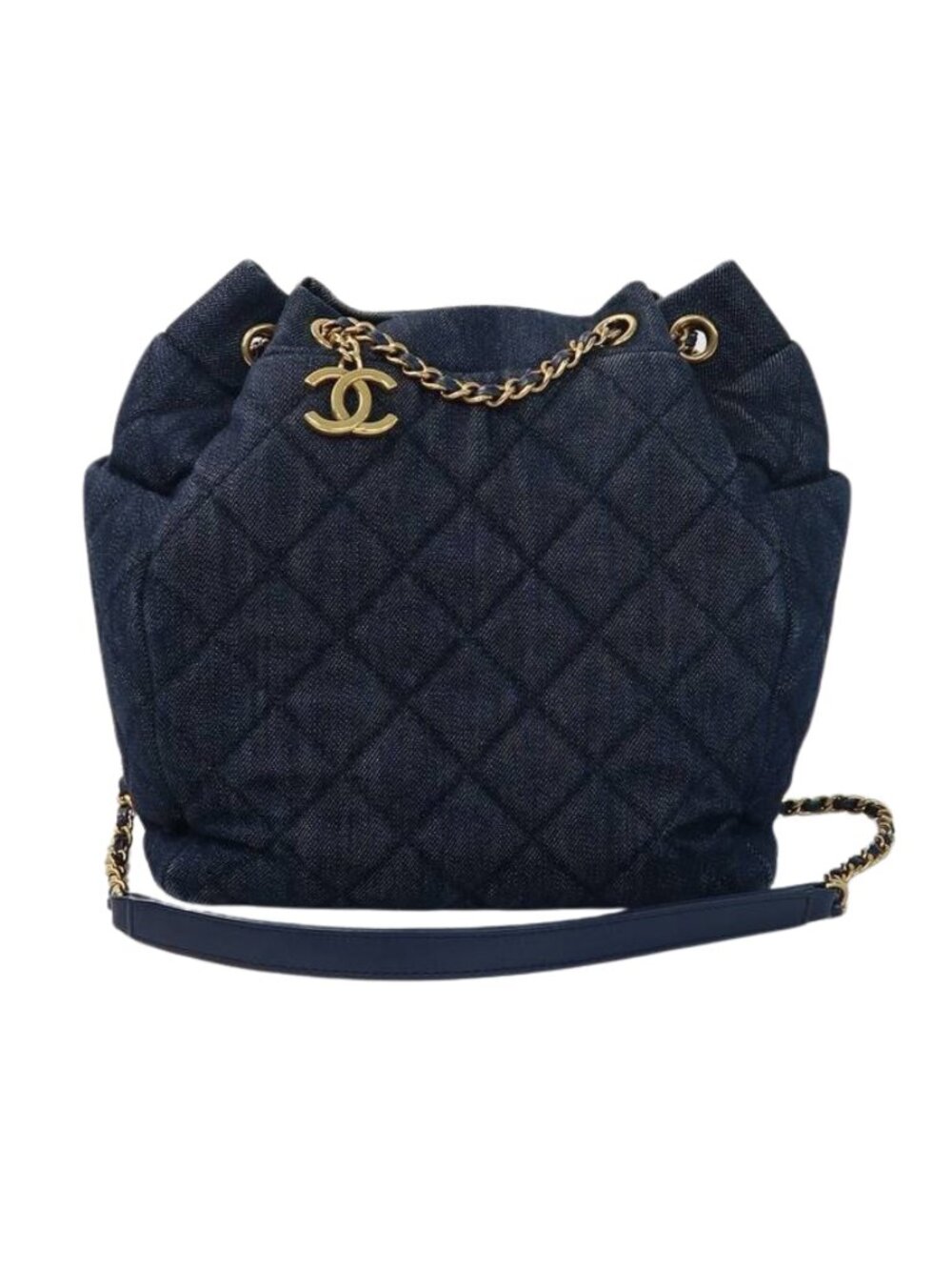 Chanel Denim Bucket Shoulder Crossbody Bag with Entrupy